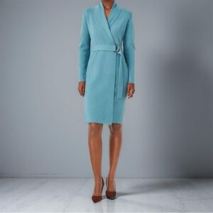 👗Ann Taylor Shawl Collar Belted Wrap Sweater Dress